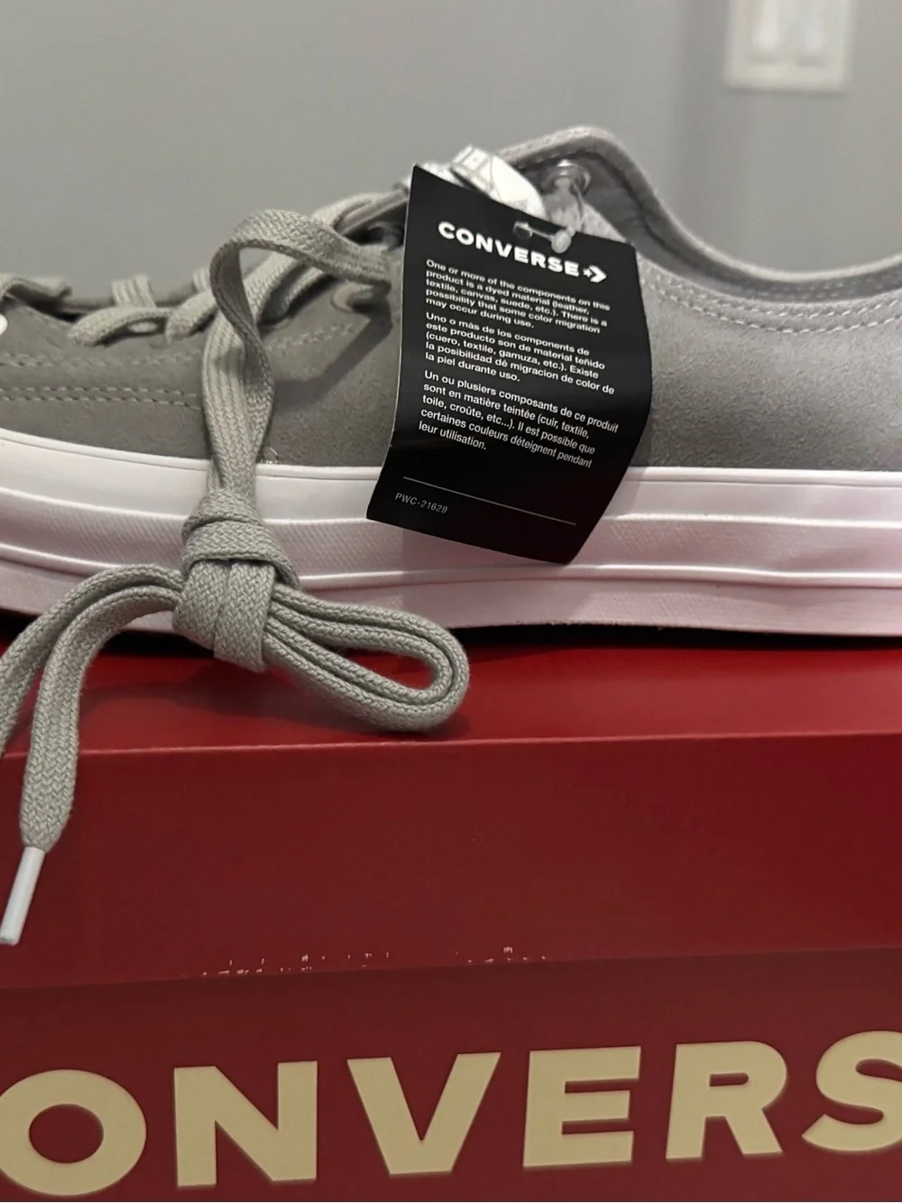 Converse Gray Suede Low-Top Sneaker with White Midsole - Picture 2 of 5
